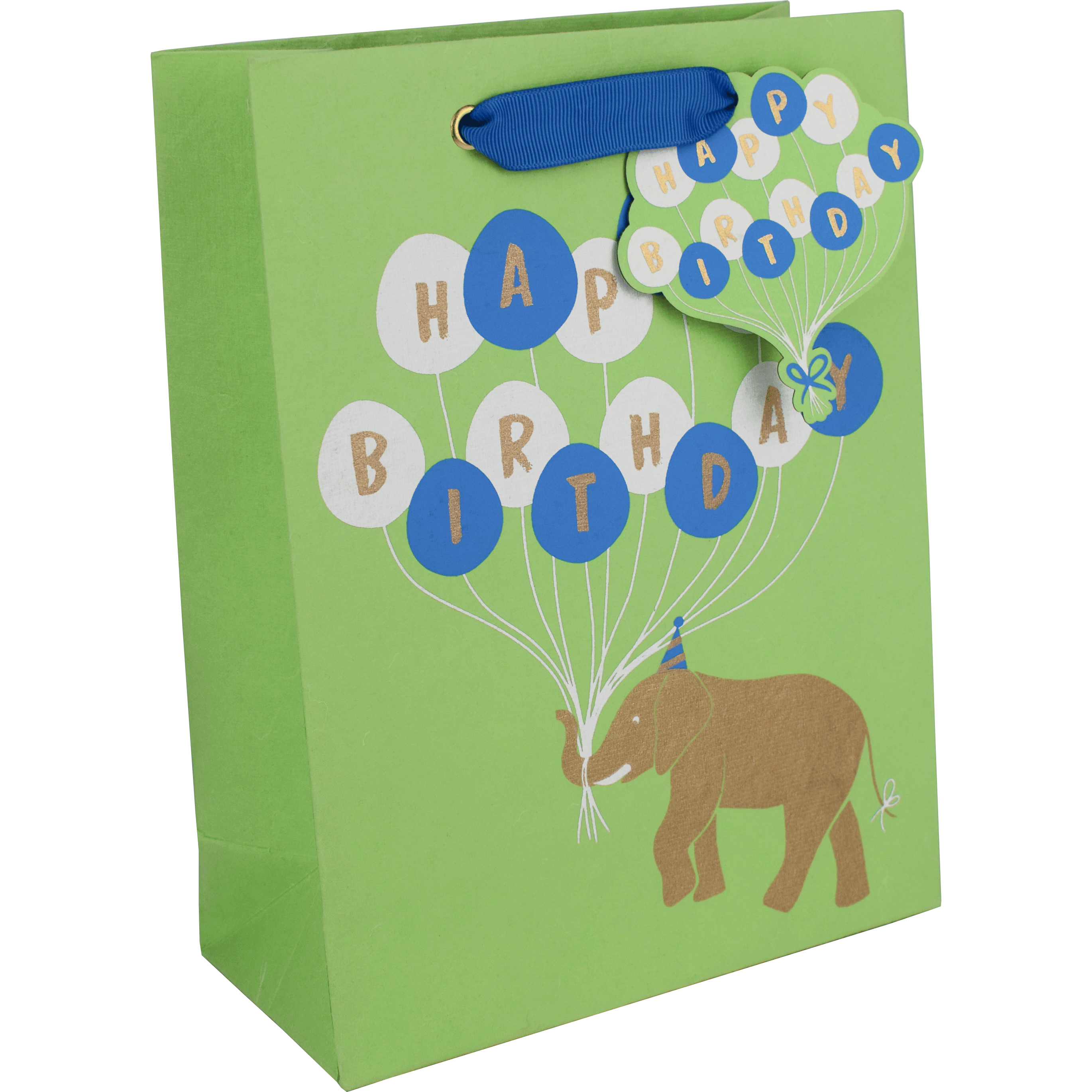 Medium gift bag featuring a colorful birthday elephant design by Love Vivid, perfect for celebrating special occasions.